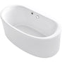Kohler - Sunstruck 60'' x 34'' freestanding bath with Bask heated surface and straight shroud - White