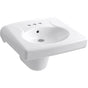Kohler - BrenhamE Wall-mount or concealed carrier arm mount commercial bathroom sink with 4'' centerset faucet holes and shroud, antimicrobial finish - White