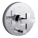 Kohler - Composed Rite-Temp valve trim with push-button diverter and cross handle - Polished Chrome
