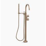 Kohler - Components Floor-mount bath filler trim with lever handles and handshower - Vibrant Brushed Bronze