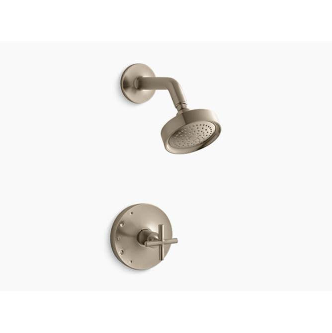 Kohler - Purist Rite-Temp shower trim kit with cross handle, 2.5 gpm - Vibrant Brushed Bronze