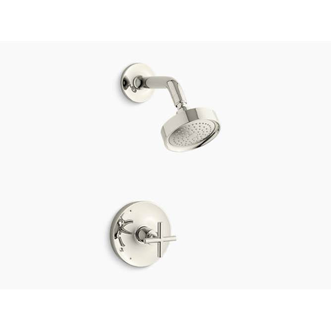 Kohler - Purist Rite-Temp shower trim kit with cross handle, 2.5 gpm - Vibrant Polished Nickel