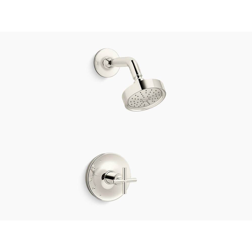 Kohler - Purist Rite-Temp shower trim kit with cross handle, 1.75 gpm - Vibrant Polished Nickel