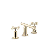 Kohler - Purist Widespread bathroom sink faucet with cross handles, 1.2 gpm - Vibrant French Gold
