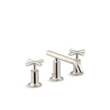 Kohler - Purist Widespread bathroom sink faucet with Cross handles, 1.2 gpm - Vibrant Polished Nickel