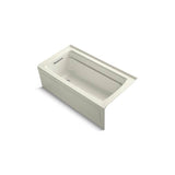 Kohler - Archer 60'' x 32'' alcove bath with Bask heated surface, left drain - Biscuit