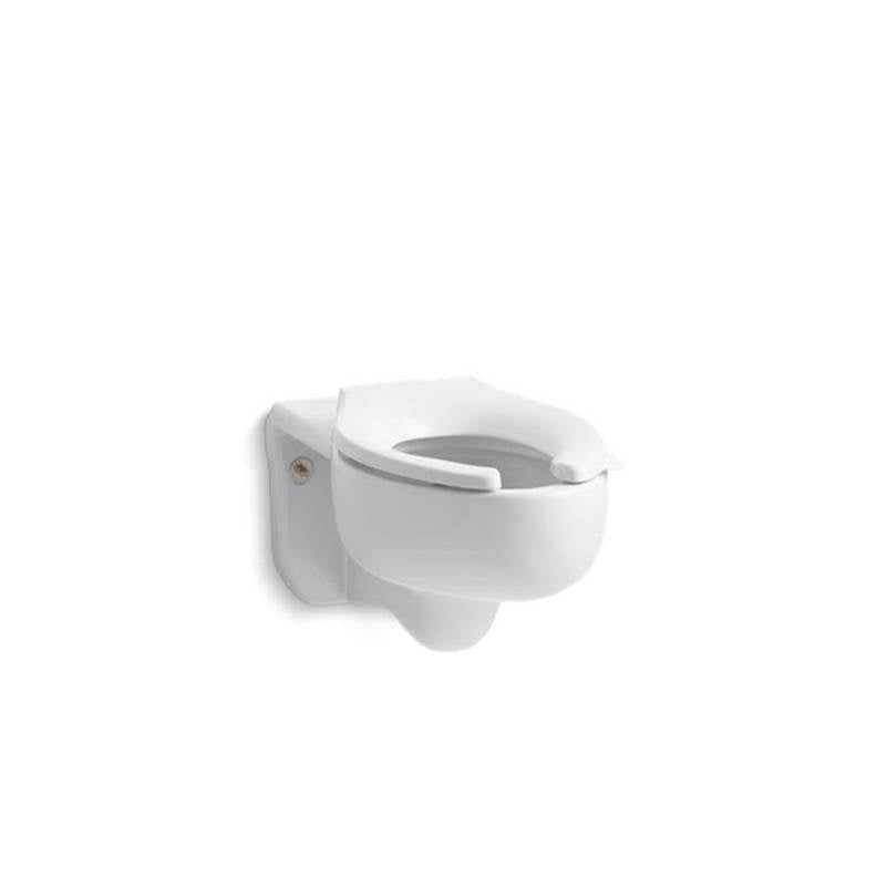Kohler - StrattonE Water-Guard Wall-mount 3.5 gpf flushometer valve elongated blow-out toilet bowl with top inlet, requires seat - White