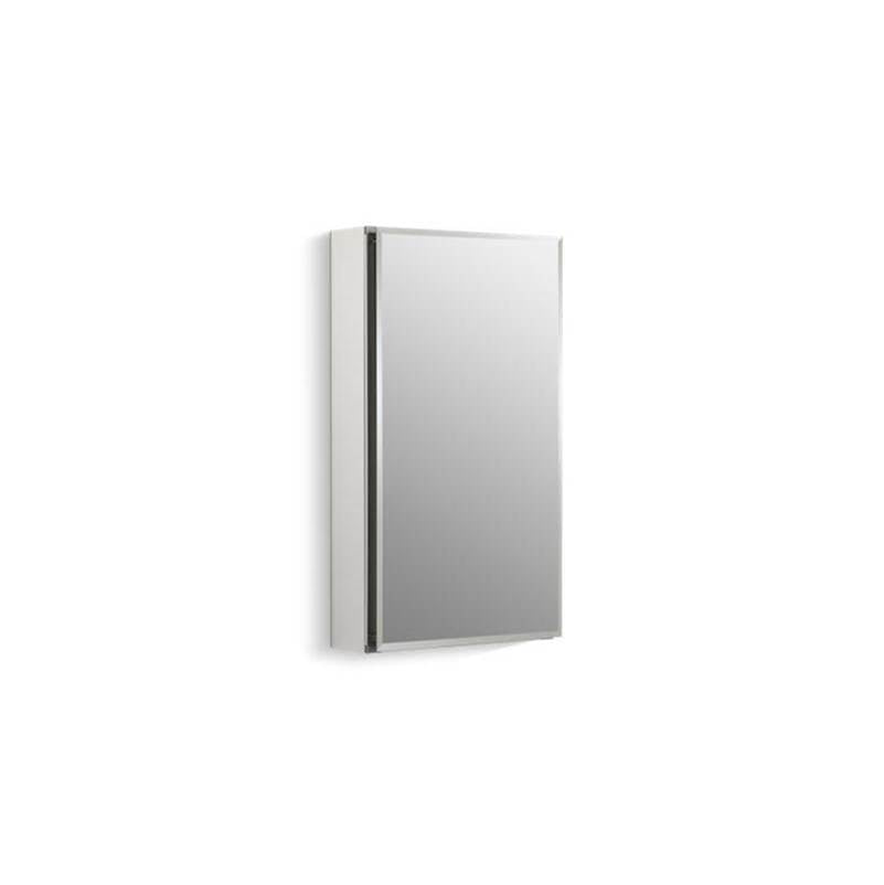 Kohler - 15'' W x 26'' H aluminum single-door medicine cabinet with mirrored door, beveled edges