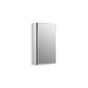 Kohler - 15'' W x 26'' H aluminum single-door medicine cabinet with mirrored door, beveled edges