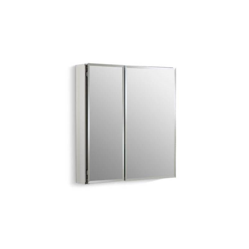 Kohler - 25'' W x 26'' H aluminum two-door medicine cabinet with mirrored doors, beveled edges