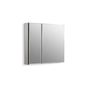 Kohler - 30'' W x 26'' H aluminum two-door medicine cabinet with mirrored doors, beveled edges