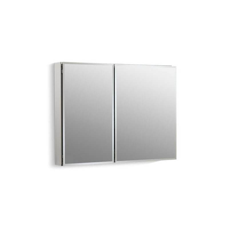 Kohler - 35'' W x 26'' H aluminum two-door medicine cabinet with mirrored doors, beveled edges
