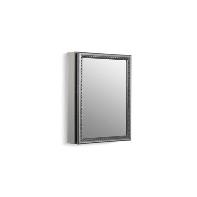 Kohler - 20'' W x 26'' H aluminum single-door medicine cabinet with decorative silver framed mirrored door
