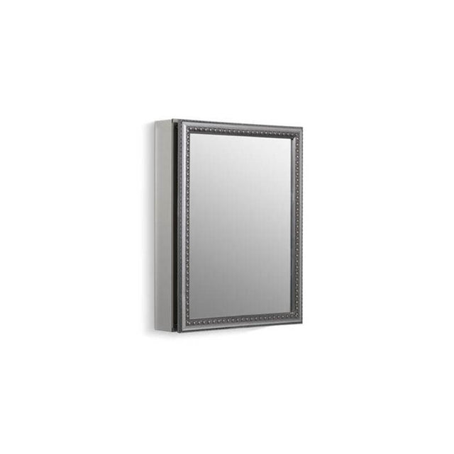 Kohler - 20'' W x 26'' H aluminum single-door medicine cabinet with decorative silver framed mirrored door