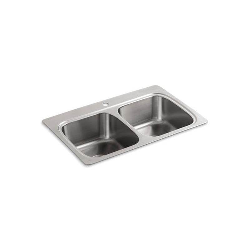 Kohler - VerseE 33'' top-mount double-bowl kitchen sink - Stainless Steel