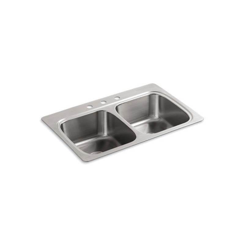 Kohler - VerseE 33'' top-mount double-bowl kitchen sink - Stainless Steel