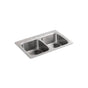 Kohler - VerseE 33'' top-mount double-bowl kitchen sink - Stainless Steel