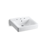 Kohler - Soho 20'' x 18'' wall-mount/concealed arm carrier bathroom sink with 8'' widespread faucet holes - White