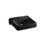 Kohler - Soho 20'' x 18'' wall-mount/concealed arm carrier bathroom sink with 8'' widespread faucet holes - Black