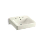 Kohler - Soho 20'' x 18'' wall-mount/concealed arm carrier bathroom sink with 8'' widespread faucet holes - Biscuit
