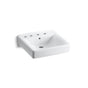 Kohler - Soho 20'' x 18'' wall-mount/concealed arm carrier bathroom sink with 8'' widespread faucet holes and left-hand soap dispenser hole - White
