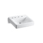 Kohler - Soho 20'' x 18'' wall-mount/concealed arm carrier bathroom sink with 8'' widespread faucet holes and left-hand soap dispenser hole - White