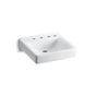 Kohler - Soho 20'' x 18'' wall-mount/concealed arm carrier bathroom sink with 8'' widespread faucet holes and right-hand soap dispenser hole - White