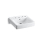 Kohler - Soho 20'' x 18'' wall-mount/concealed arm carrier bathroom sink with 8'' widespread faucet holes and right-hand soap dispenser hole - White