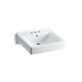 Kohler - Soho 20'' x 18'' wall-mount/concealed arm carrier arm bathroom sink with 4'' centerset faucet holes - White