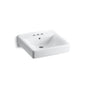 Kohler - Soho 20'' x 18'' wall-mount/concealed arm carrier arm bathroom sink with 4'' centerset faucet holes - White