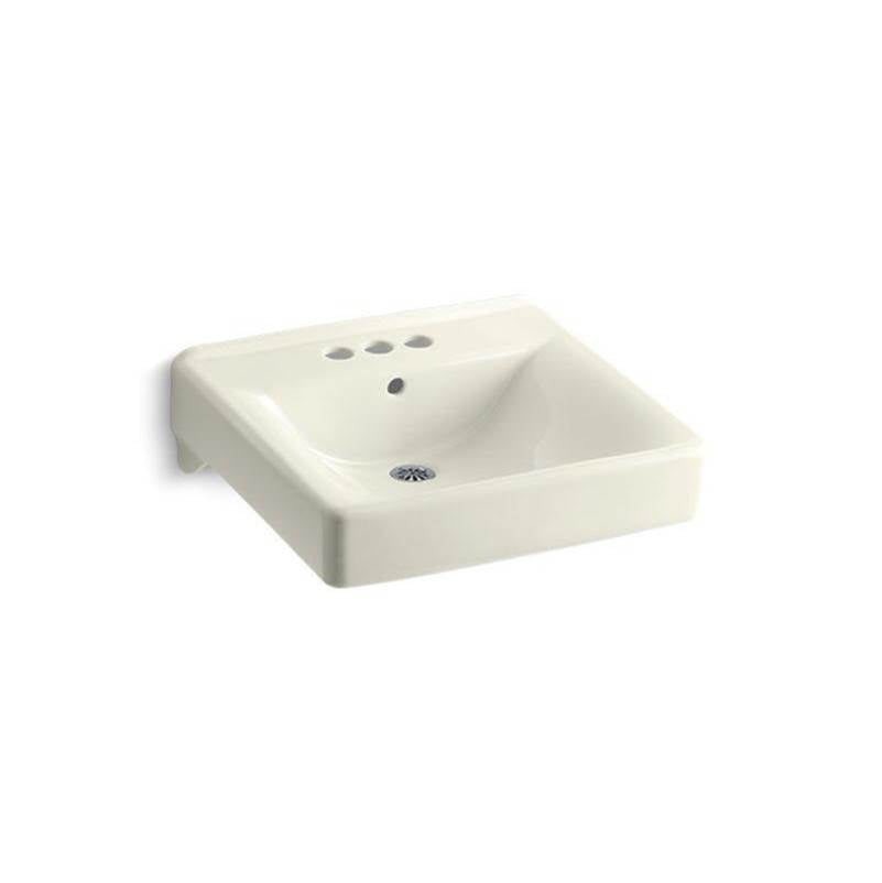 Kohler - Soho 20'' x 18'' wall-mount/concealed arm carrier arm bathroom sink with 4'' centerset faucet holes - Biscuit