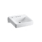 Kohler - Soho 20'' x 18'' wall-mount/concealed arm carrier bathroom sink with 4'' centerset faucet holes and left-hand soap dispenser hole - White