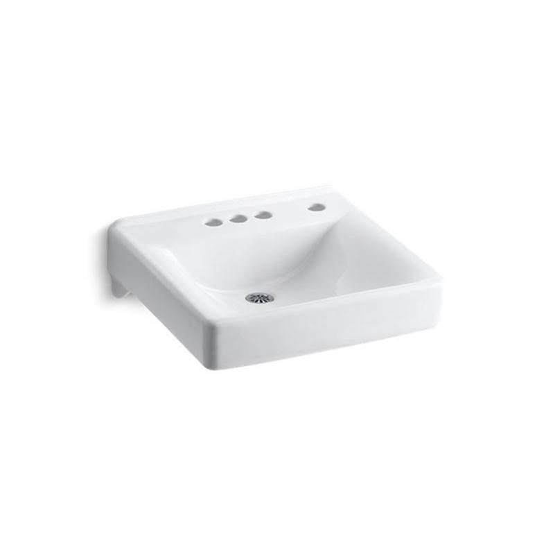 Kohler - Soho 20'' x 18'' wall-mount/concealed arm carrier bathroom sink with 4'' centerset faucet holes and right-hand soap dispenser hole - White
