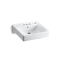 Kohler - Soho 20'' x 18'' wall-mount/concealed arm carrier arm bathroom sink with 4'' centerset faucet holes and right-hand soap dispenser hole - White