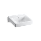 Kohler - Soho 20'' x 18'' wall-mount/concealed arm carrier bathroom sink with single faucet hole - White