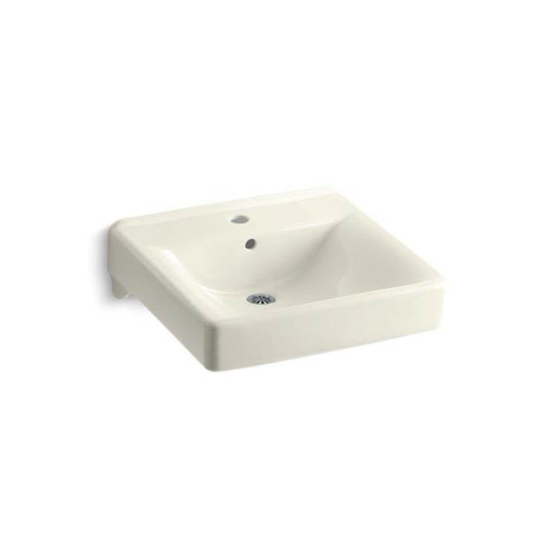 Kohler - Soho 20'' x 18'' wall-mount/concealed arm carrier bathroom sink with single faucet hole - Biscuit