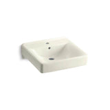 Kohler - Soho 20'' x 18'' wall-mount/concealed arm carrier bathroom sink with single faucet hole - Biscuit