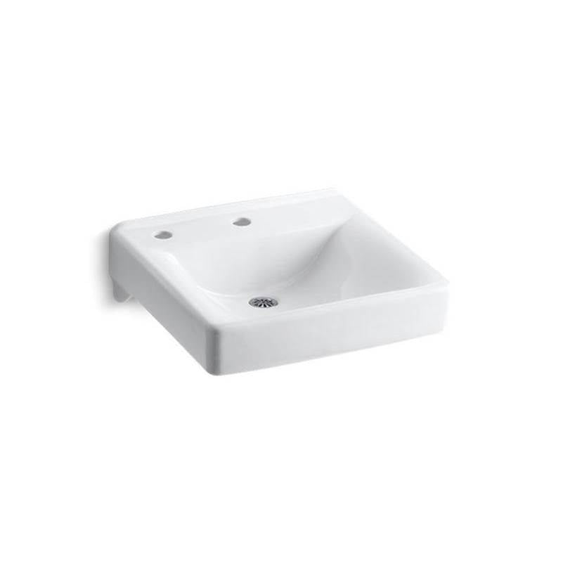 Kohler - Soho 20'' x 18'' wall-mount/concealed arm carrier bathroom sink with single faucet hole and left-hand soap dispenser hole - White