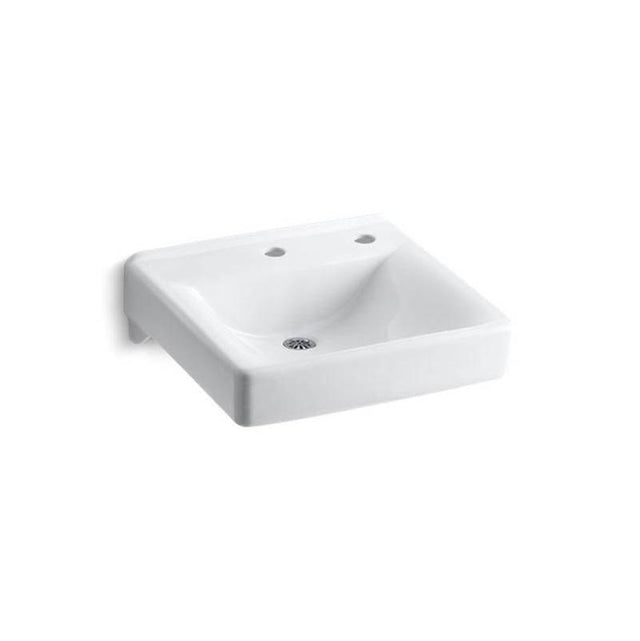 Kohler - Soho 20'' x 18'' wall-mount/concealed arm carrier bathroom sink with single faucet hole and right-hand soap dispenser hole - White
