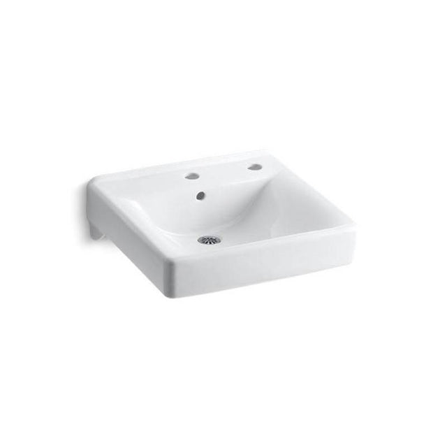 Kohler - Soho 20'' x 18'' wall-mount/concealed arm carrier bathroom sink right-hand soap dispenser hole - White