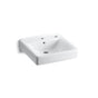 Kohler - Soho 20'' x 18'' wall-mount/concealed arm carrier bathroom sink right-hand soap dispenser hole - White