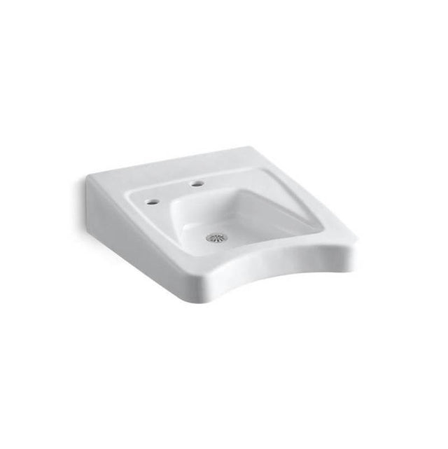 Kohler - MorningsideE 20'' x 27'' wall-mount/concealed arm carrier wheelchair bathroom sink with single faucet hole and left-hand soap dispenser hole - White