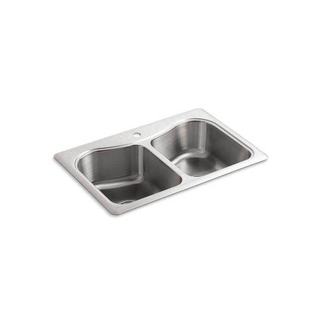 Kohler - StaccatoE 33'' top-mount double-bowl kitchen sink - Stainless Steel