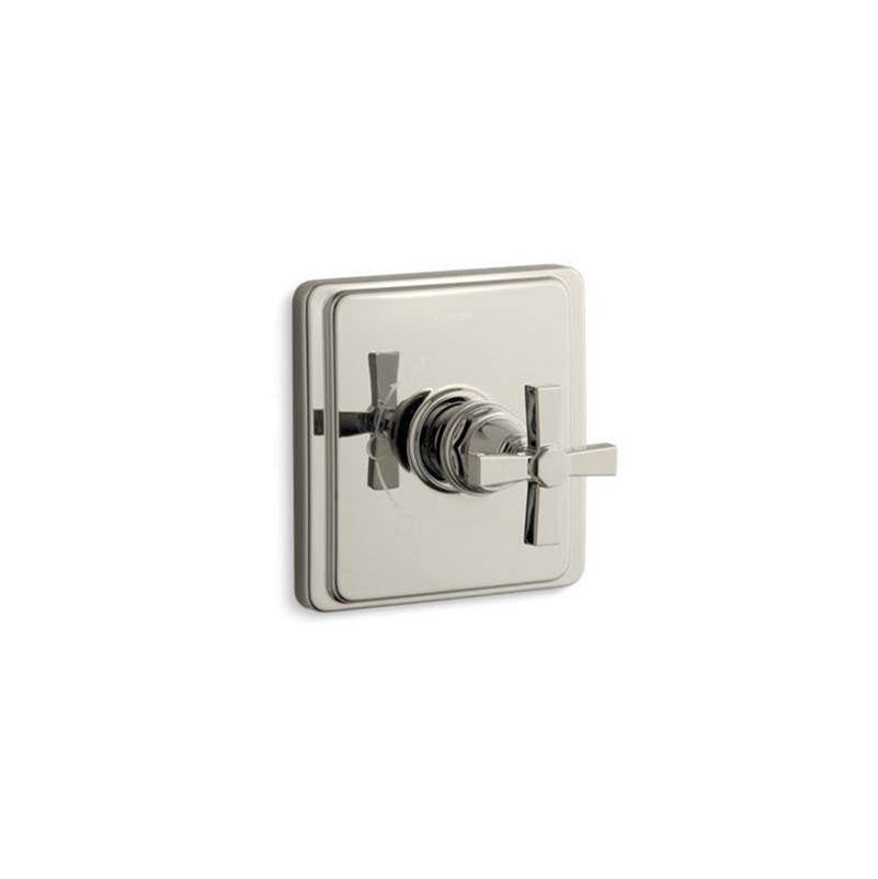Kohler - Pinstripe Pure Rite-Temp valve trim with cross handle - Vibrant Polished Nickel