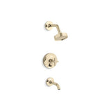 Kohler - Purist Rite-Temp bath and shower trim kit with push-button diverter and cross handle, 2.5 gpm - Vibrant French Gold