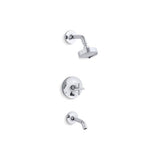 Kohler - Purist Rite-Temp bath and shower trim kit with push-button diverter and cross handle, 2.5 gpm - Polished Chrome