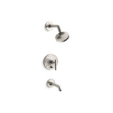 Kohler - Purist Rite-Temp bath and shower trim kit with push-button diverter and lever handle, 2.5 gpm - Vibrant Brushed Nickel