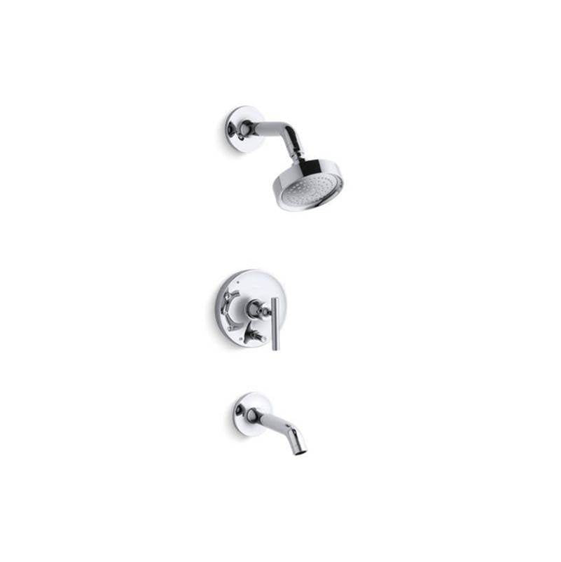 Kohler - Purist Rite-Temp bath and shower trim kit with push-button diverter and lever handle, 2.5 gpm - Polished Chrome