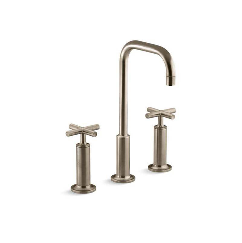 Kohler - Purist Widespread bathroom sink faucet with Cross handles, 1.2 gpm - Vibrant Brushed Bronze
