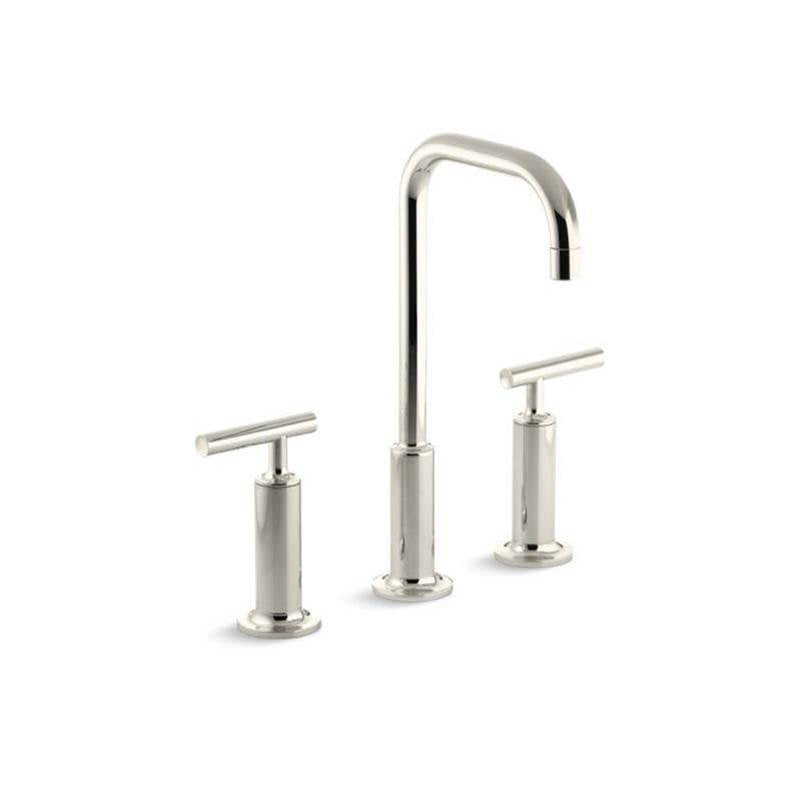 Kohler - Purist Widespread bathroom sink faucet with Lever handles, 1.2 gpm - Vibrant Polished Nickel